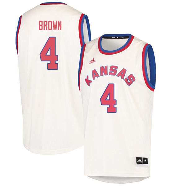 Men #4 Jada Brown Kansas Jayhawks 2018 Hardwood Classic College Basketball Jerseys Sale-Cream
